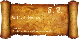 Ballai Netta névjegykártya